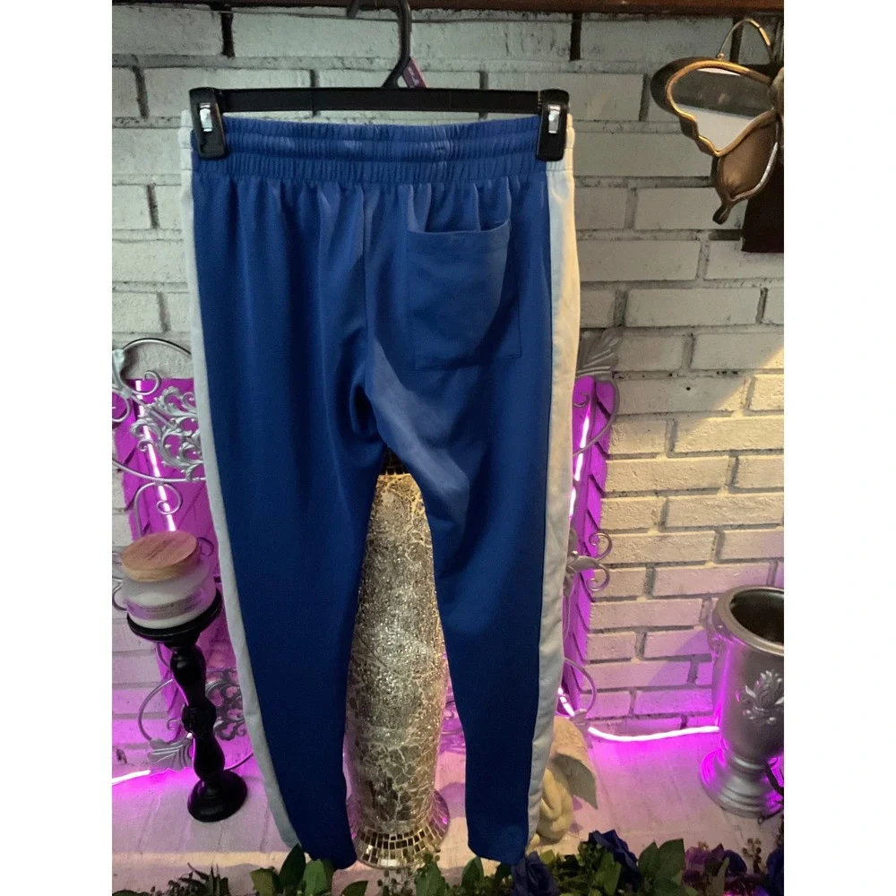 Royal Blue Royalties Track Pants White Side Stripe Joggers Mens Small